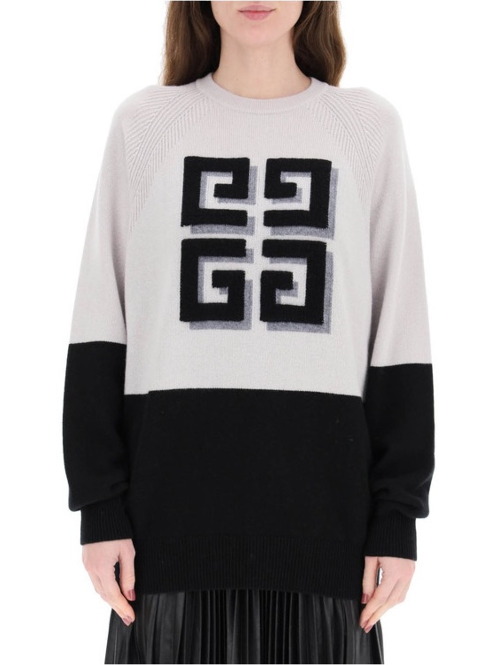 Givenchy Black and Light Gray Logo Block Knit Sweater